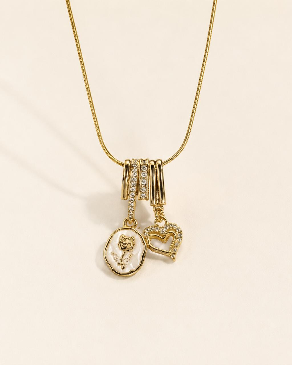 Rosé Heart Charm Necklace