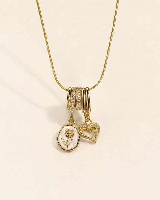 Rosé Heart Charm Necklace