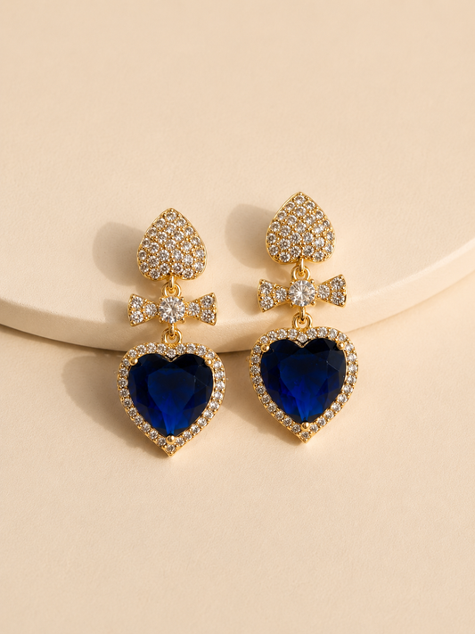 Midnight Sapphire Heart Earrings